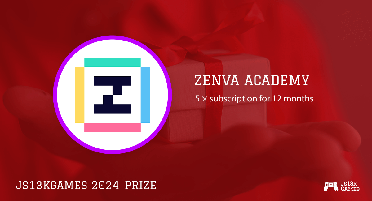 js13kGames's tweet photo. Win one of the five @ZenvaTweets Academy subscriptions for 12 months each in #js13k 2024!
https://t.co/v2L83P86IO
#gamedev #indiedev #prize #gamejam #zenva #academy #subscription #programming https://t.co/twbJgm4WGO
