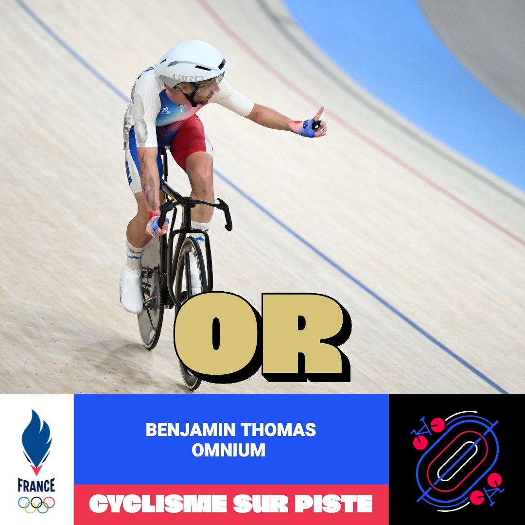 CHAMPIOOOOOON OLYMPIQUE 🥇

L'omnium est français ! Rien n'a pu arrêter Benjamin Thomas qui monte sur la plus haute marche du podium de l'omnium au vélodrome de Saint-Quentin en Yvelines ✨

#AllezLesBleus #Paris2024