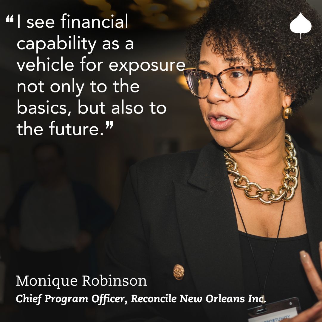 AspenFCS's tweet image. Earlier this summer Monique Robinson @CafeReconcile inspired us at our #OYF Convening w/ insights on the impact financial capability programs have in communities she serves. Financial capability is about instilling confidence &amp;amp; equipping individuals. 
Link:linkedin.com/posts/aspenfcs…