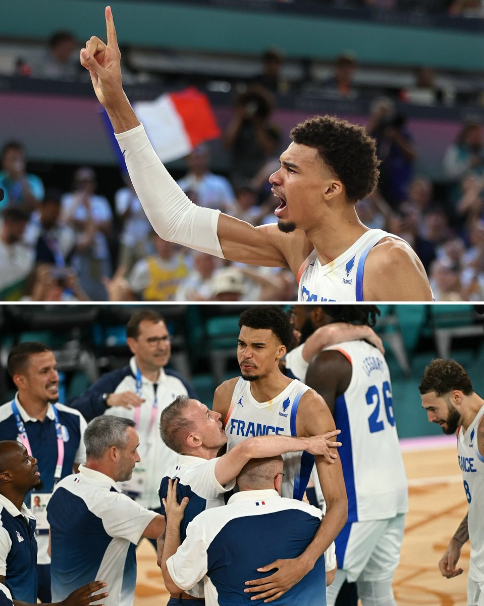 BleacherReport's tweet image. Wemby was in tears after France’s win over Germany 🙌

For the first time since 1996, the host country will medal in Basketball 🔥
