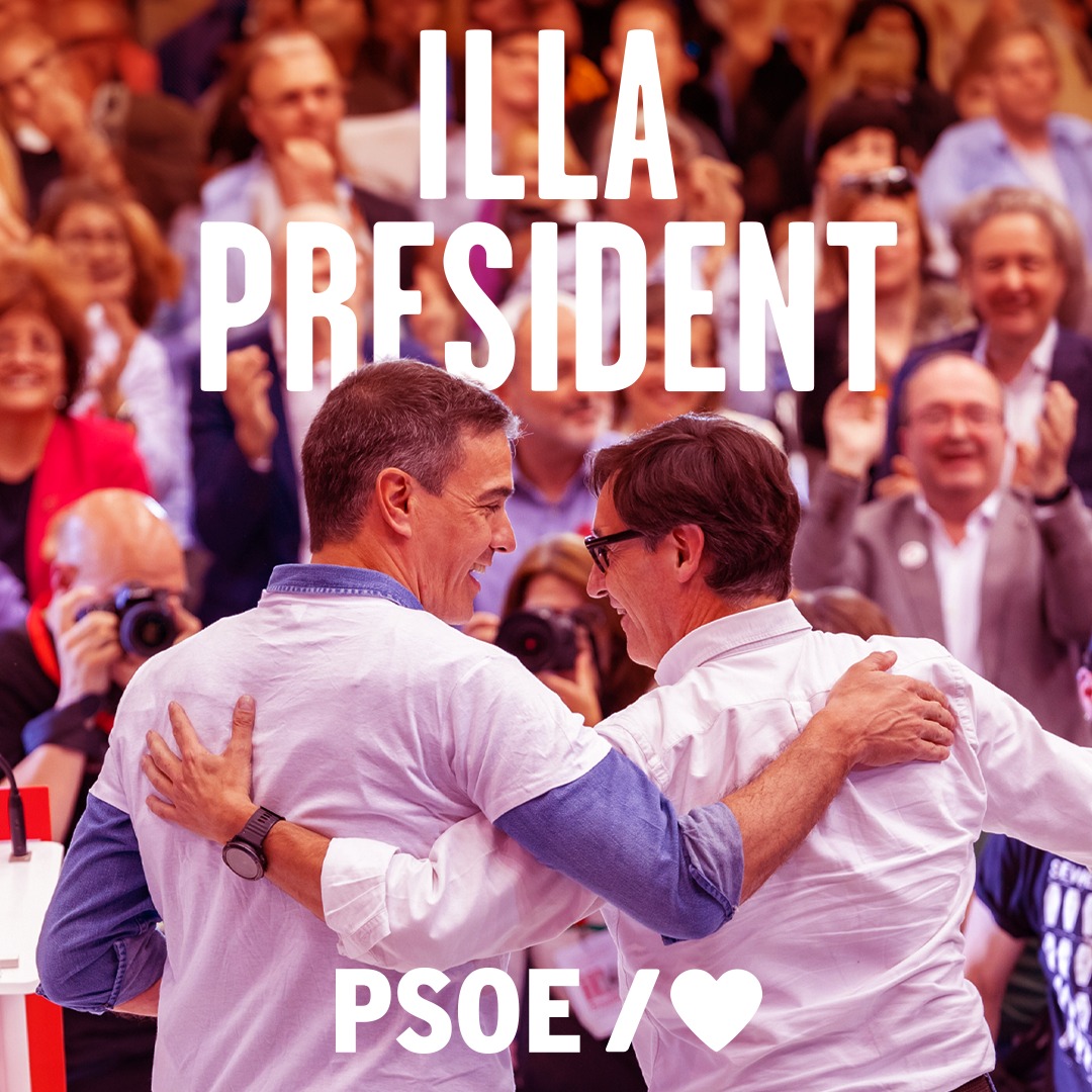 PSOE's tweet image. Enhorabona company i president de la Generalitat de Catalunya @salvadorilla.

 #PresidentIlla