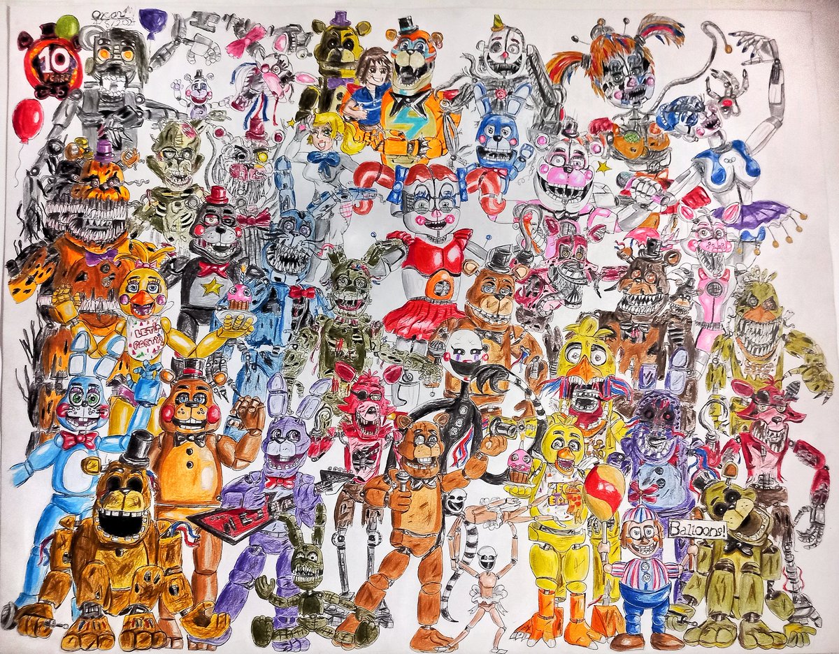 Happy 10th anniversary, FNaF!! This franchise will always be special to me!! 🥳🎂
#fanart #fnaffanart #FNAF #FNAF10thAnniversary