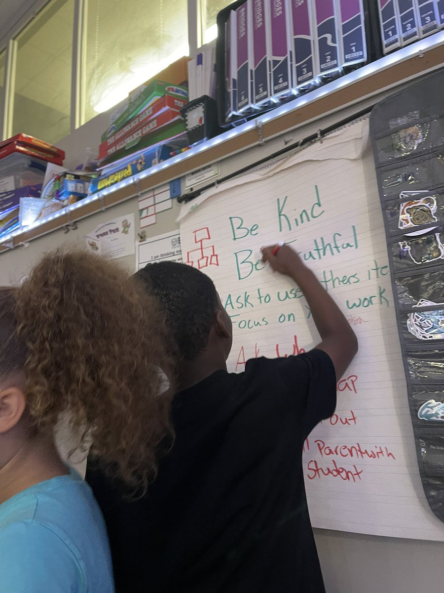 CnhBethechange's tweet photo. We made our class commitments and consequences today in both classes to make sure we are all on the same page for the year. #ourclassroom #allmeansall #everychildeveryday #collectivecommitment @Oaks4th @HumbleISD_OE https://t.co/mRHehs07Xm
