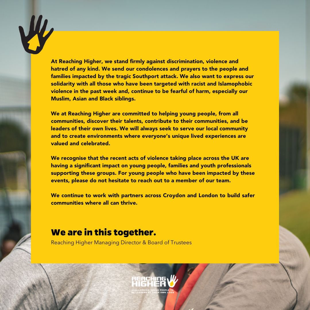 Reaching Higher UK Domestic Terrorism Statement
