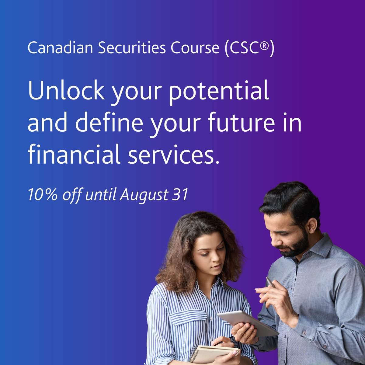 CSIGlobalEd's tweet photo. Level up your #Banking #Career with a 10% discount on the Canadian Securities Course (CSC®) when you register by August 31, 2024! https://t.co/rx7weU5zEH https://t.co/zWcb5KIdIk