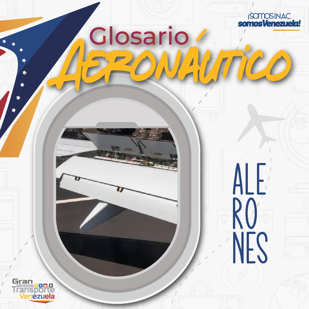 #GlosarioINAC

Alerones: Son unas superficies de mando y control que se encuentran en los extremos de las alas de los aviones y su misión es llevar a cabo los virajes del avión a ambos lados a través de un movimiento de alabeo.