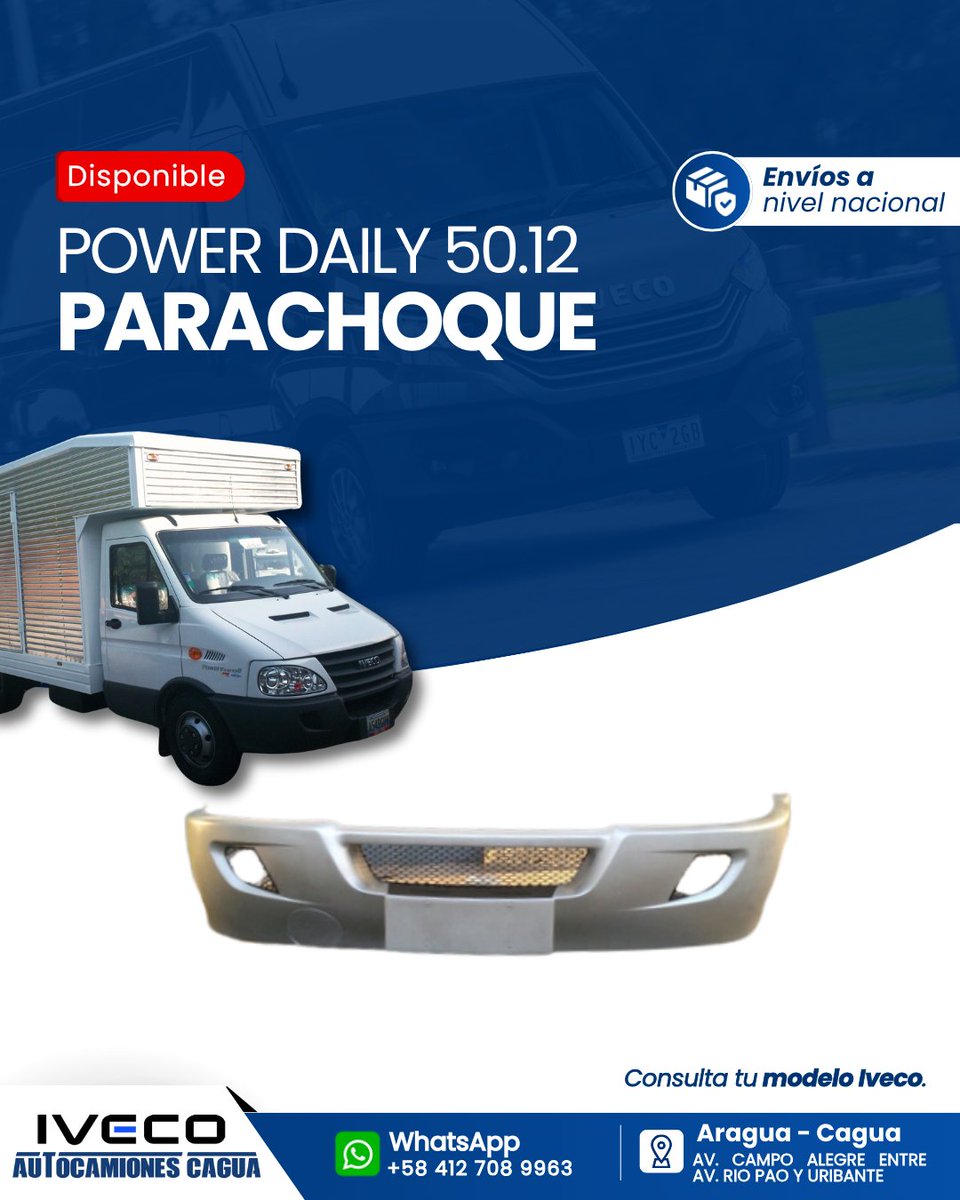 Tenemos el parachoque para tu unidad.

Disponibles para👇🏻

🔥 Stralis
🔥 New stralis
🔥 Eurotech
🔥 Power Daily 50.12
🔥Tector 170.E22 

📍Nos ubicamos en la antigua carretera Nacional #Cagua Villa de Cura, Av. Campo Alegre, entre la Av. Rio Pao y Uribante, Edo. #Aragua.
