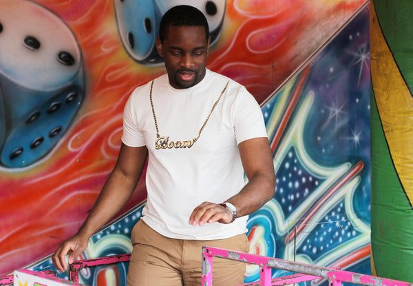 BOOM. Men's #organiccotton &amp; #bamboo t-shirt with gold necklace print design. Proudly #MadeInEngland. 

Click here: buff.ly/2Jn6pB0

#boom #Mensfashion #GraphicTee #StreetStyle #Organic #Sustainability #sustainablefashion #organic #menswear #mensstyle