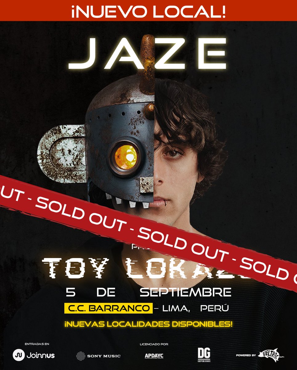 Veltrac Music (@veltracmusic) on Twitter photo ¡SOLD OUT! 📷 @eljazitooficial lo hizo de nuevo, rompiendo récords de venta en menos de 24 horas. Prepárense para una noche increíble en el CCB de Barranco. 📷 ¿Conseguiste la tuya? 📷
Produce #veltracmusic <a href="/dgexperiencecom/">DG Experience</a>
#veltracmusic #jazeenlima #toylokazo ¡SOLD OUT! 📷 @eljazitooficial lo hizo de nuevo, rompiendo récords de venta en menos de 24 horas. Prepárense para una noche increíble en el CCB de Barranco. 📷 ¿Conseguiste la tuya? 📷
Produce #veltracmusic <a href="/dgexperiencecom/">DG Experience</a>
#veltracmusic #jazeenlima #toylokazo