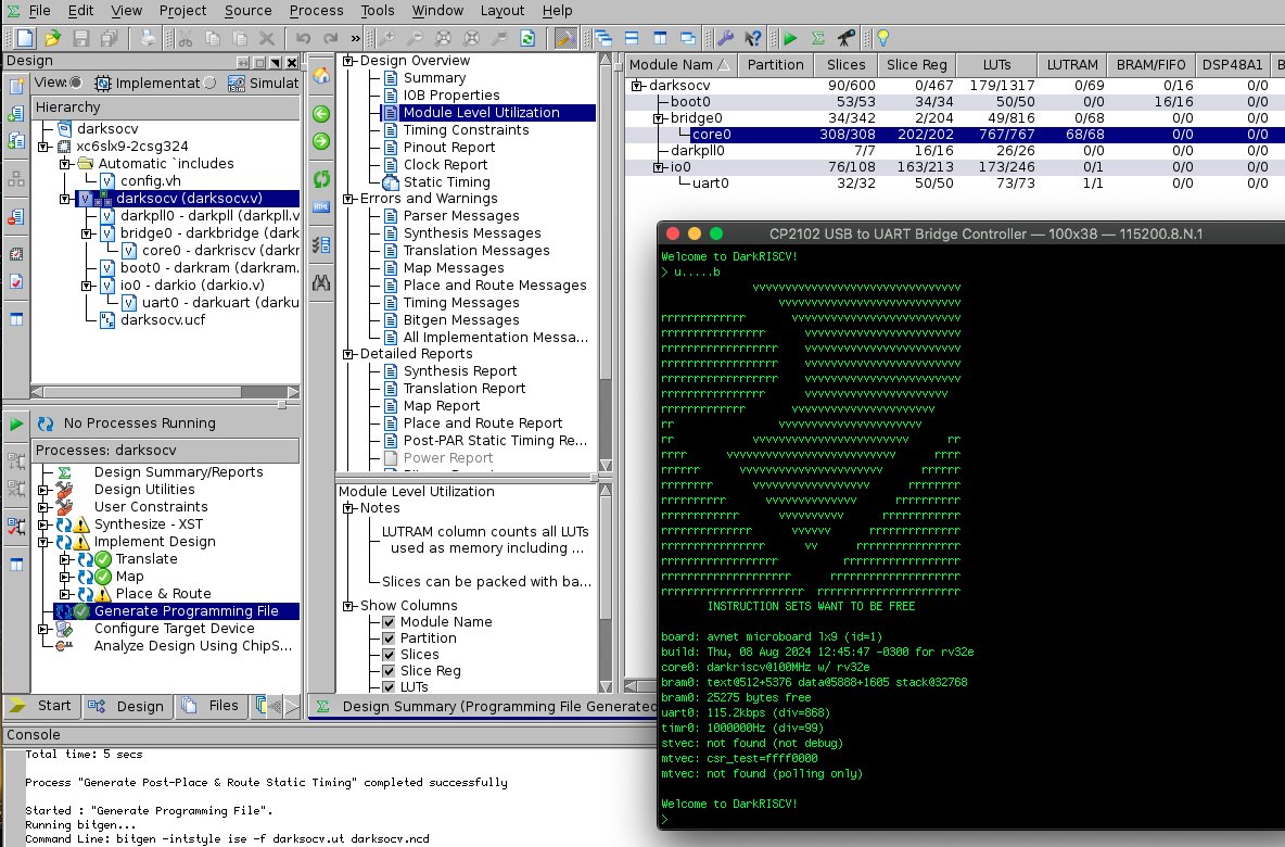 the #DarkRISCV's 6th anniversary is approaching, so I am rushing to clean up the structure and add new features! by now, I fully separated the chaotic and monolithic DarkSoCV module in lots of separated modules, in order to make it more easy to expand it in the future! 🔥