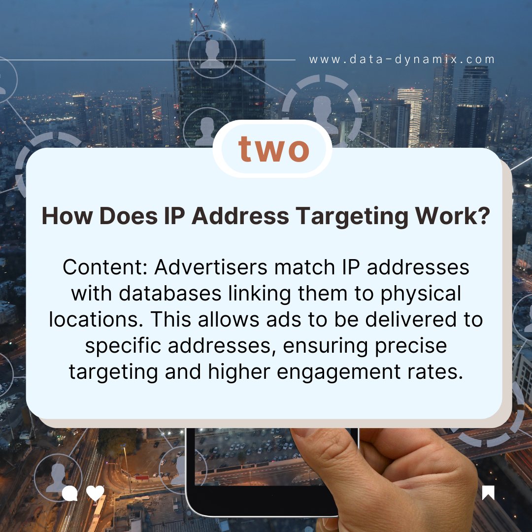 DataDynamix1's tweet image. Unlock the power of IP Address Targeting! This advanced digital marketing strategy uses IP addresses to deliver personalized ads to specific households or businesses, ensuring precise targeting and high engagement. 

#digitalmarketing #iptargeting #marketingstrategy #targetedads