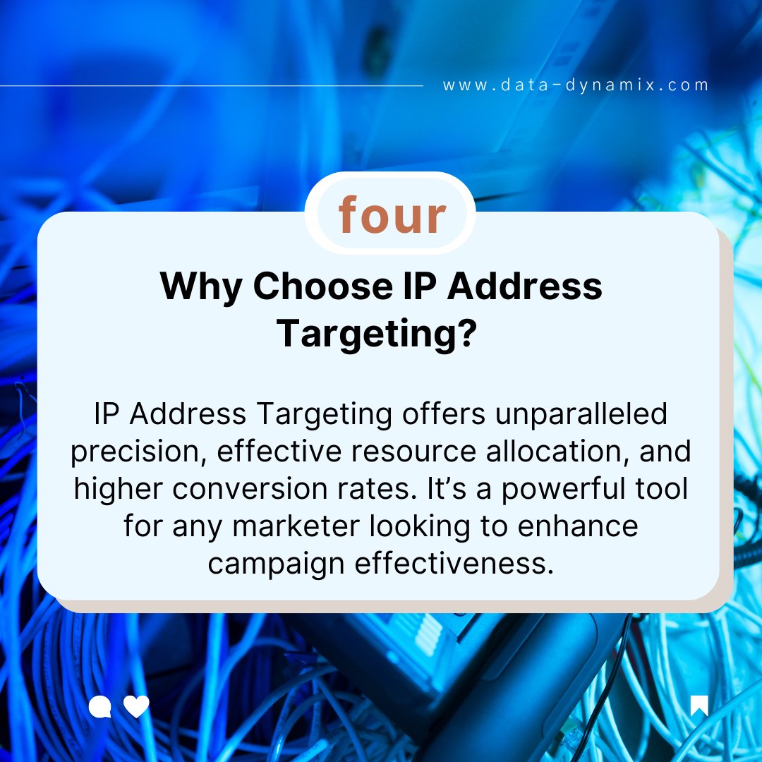 DataDynamix1's tweet image. Unlock the power of IP Address Targeting! This advanced digital marketing strategy uses IP addresses to deliver personalized ads to specific households or businesses, ensuring precise targeting and high engagement. 

#digitalmarketing #iptargeting #marketingstrategy #targetedads