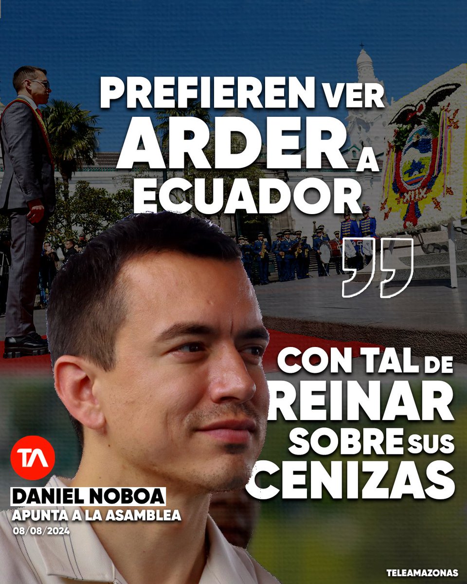 #ATENCIÓN | Presidente Daniel Noboa cuestiona a la Asamblea: ‘Prefieren ver a Ecuador arder’. ¿La razón? Mensaje completo ow.ly/Kk5650SU83o