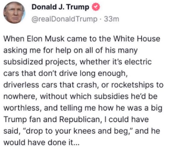 IamCassandraEsq's tweet image. Trump:

“Elon endorsed me - full throated.”