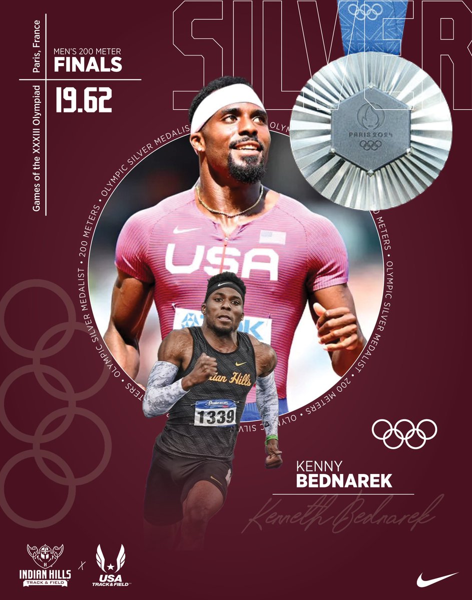 KENNY GRABS SILVER!  For the second time in his career, former IHCC Cross Country/Track &amp; Field standout, <a href="/kenny_bednarek/">Kung Fu Kenny</a> is the Olympic Men's 200-meter runner-up for Team USA .  Bednarek's 19.62 second clocking came in ahead of favorite Noah Lyles, who finished in third with a