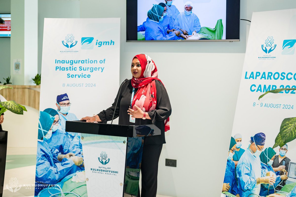 KRHmv's tweet photo. Kulhudhuffushi Regional Hospital makes history as it becomes the first hospital outside the Greater Male’ Region to commence the Plastic and Reconstructive Surgeries. It was officially inaugurated today in a brief ceremony held at Funa Wing, attended by the Chief Executive Officer of Male’ City Group of Hospitals, Mr. Ibrahim Abdul Razzaq Haleem, and the Chief Executive Officer of KRH, Ms. Nazima Ali along with their respective teams. 

@igmhmv 
@MoHmv 
@governmentmv 
@presidencymv