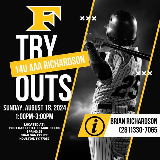 5 Star Performance HTX 14U AAA tryouts with Coach Brian Richardson. Please use the link below to register! #PB #maFia

docs.google.com/forms/d/e/1FAI…