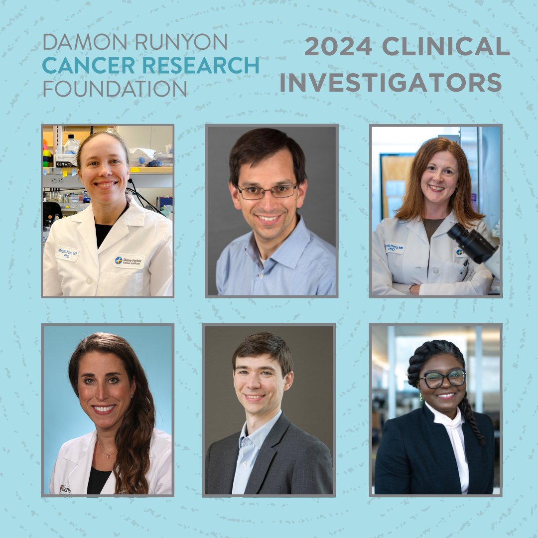 Congratulations to the newest Damon Runyon Clinical Investigators! The six recipients of this prestigious award are outstanding, early-career physician-scientists conducting patient-oriented cancer research.