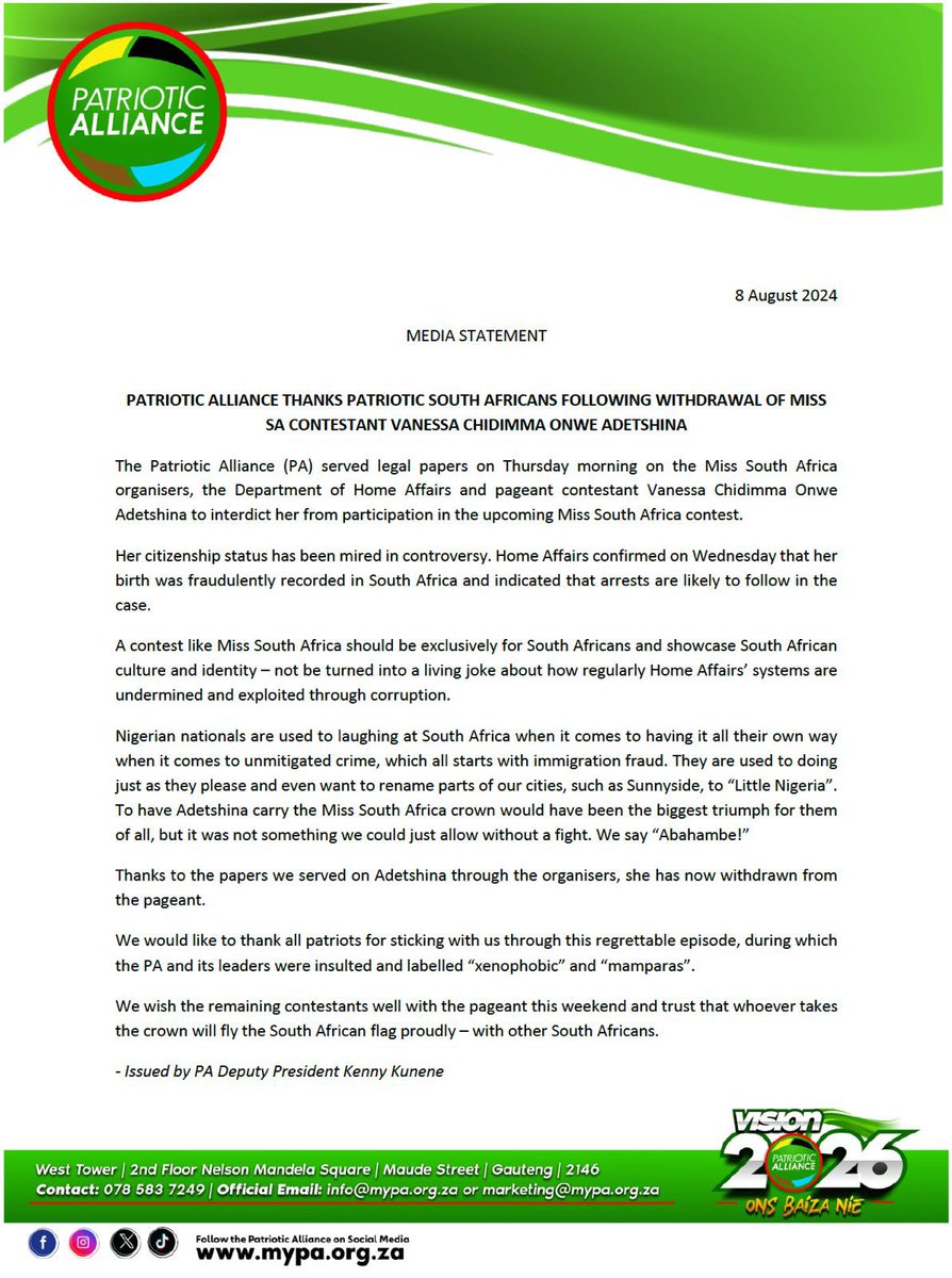 Patriotic Alliance tweet media