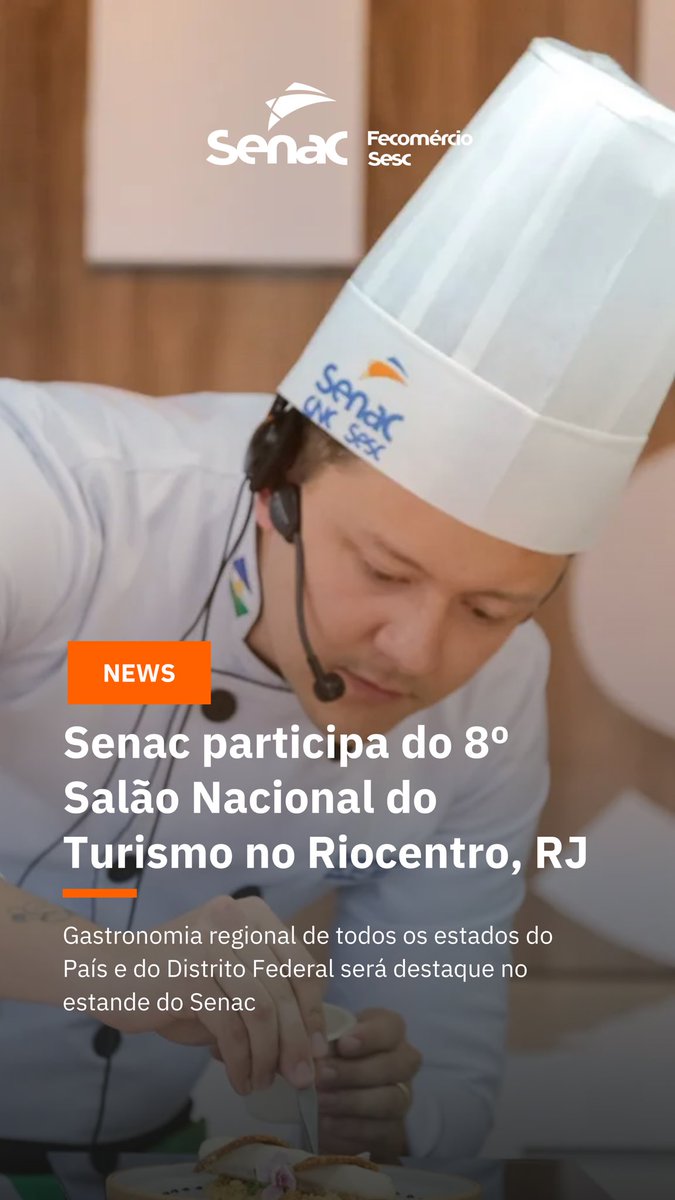 Senac participa do 8º Salão Nacional do Turismo no Riocentro, RJ 🤩🧡

Saiba mais: rr.senac.br/portalsenac/se…