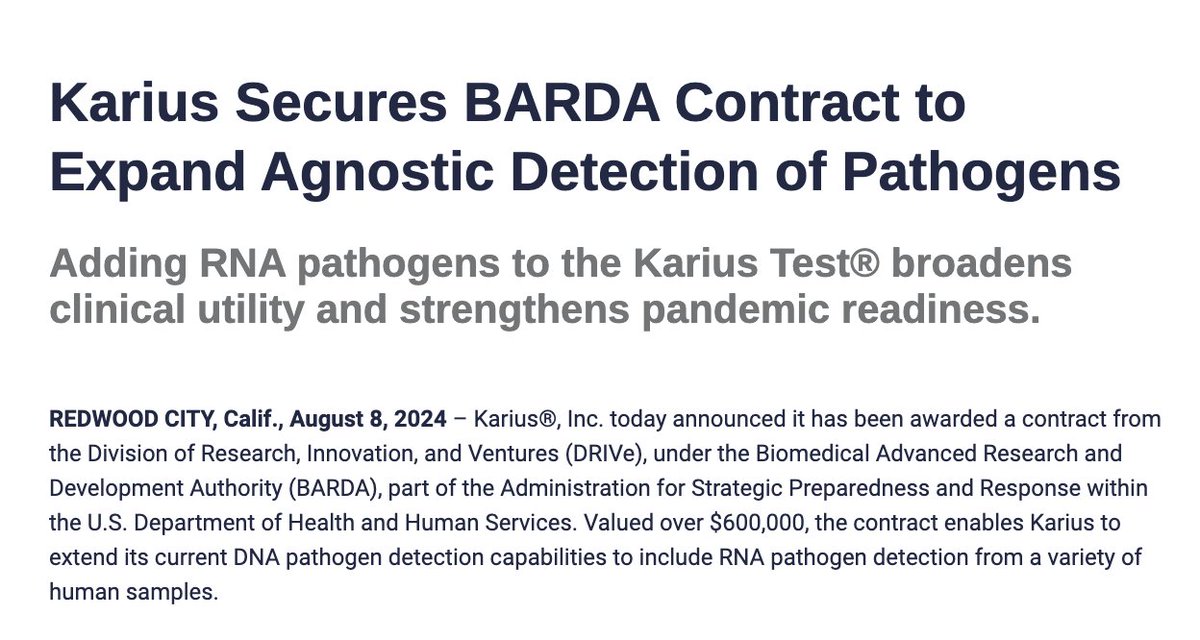 We’re thrilled to announce our latest step forward in advancing the field of infectious disease diagnostics: A contract with <a href="/BARDA/">BARDA</a> that supports the extension of our capabilities to include RNA pathogen detection.

Read more here:
hubs.li/Q02KF_pB0?

#metagenomics #HHS