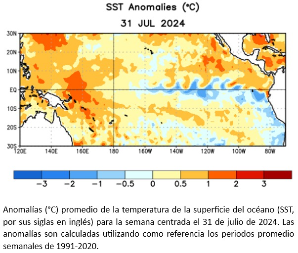 cjarias1's tweet photo. CPC/NCEP/NWS:8 agosto 2024. Se espera continúen condiciones de ENSO-neutral los próximos meses pero favorables de que se presente La Niña durante septiembre-noviembre (66% de probabilidad) persistiendo el invierno del hemisferio norte 24-25 con un 74% probabilidad durante nov-ene https://t.co/okBVrbZpVb