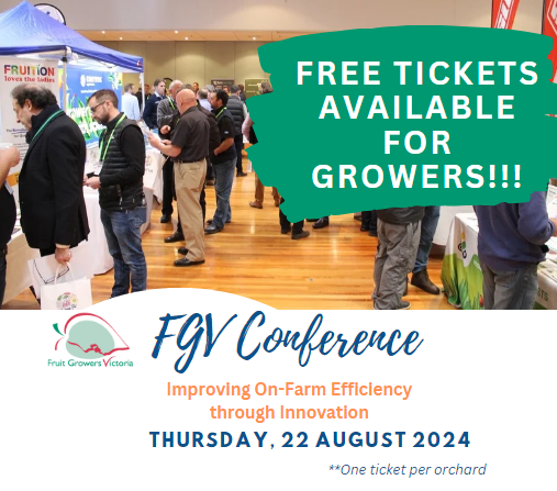Thanks to a generous grant from the National Farmers' Federation, FGV are able to offer growers 1 free ticket per orchard to our conference on 22 August 2024 - fgv.com.au/events/fgvl-co…