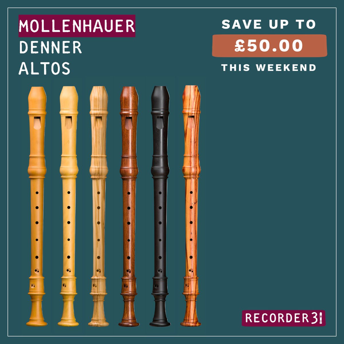 earlymusicshop's tweet photo. Two popular mid-price models of alto recorders are the #Moeck Rottenburgh and #Mollenhauer Denner ranges.
Both come in a variety of woods and are reliable, high-quality options. With savings across these and more in our #awesomealtos weekend, why wait?!
https://t.co/lfWUsSlsbr https://t.co/6TzLHHkx1F