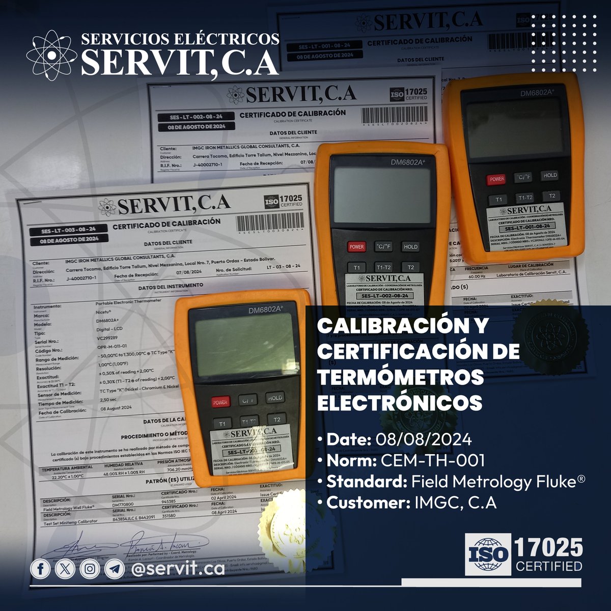 servit_ca's tweet image. ⚙️ Servicio de revisión, chequeo, comprobación, calibración y emisión de certificado de calibración a termómetros electrónicos a nuestros clientes IMGC, C.A Iron Metallics Global Consultants, C.A... instagram.com/p/C-bbhwgOED9/…