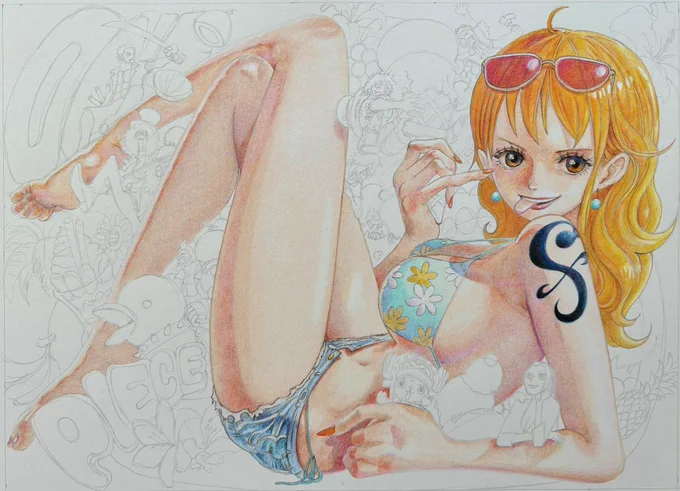 ナミさん完成周りを描いていきます#ONEPIECE #模写 