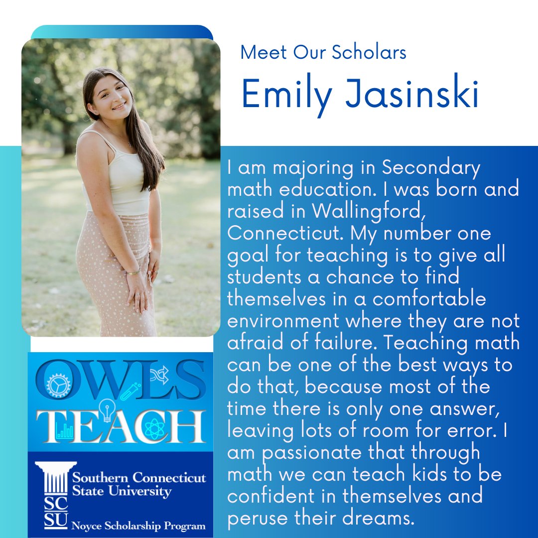 Meet one of our newest scholars Emily Jasinki!

<a href="/SCSU/">Southern Connecticut State University 🦉</a>