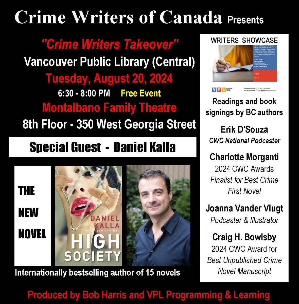 My book mentor Bob producing event for writers association I belong to in Canada.
<a href="/harrisbobh/">Bob Harris</a> 
<a href="/crimewriterscan/">Crime Writers Canada</a> 
<a href="/winonakent/">𝚆𝚒𝚗𝚘𝚗𝚊 𝙺𝚎𝚗𝚝 🇨🇦</a> 
#crimefiction