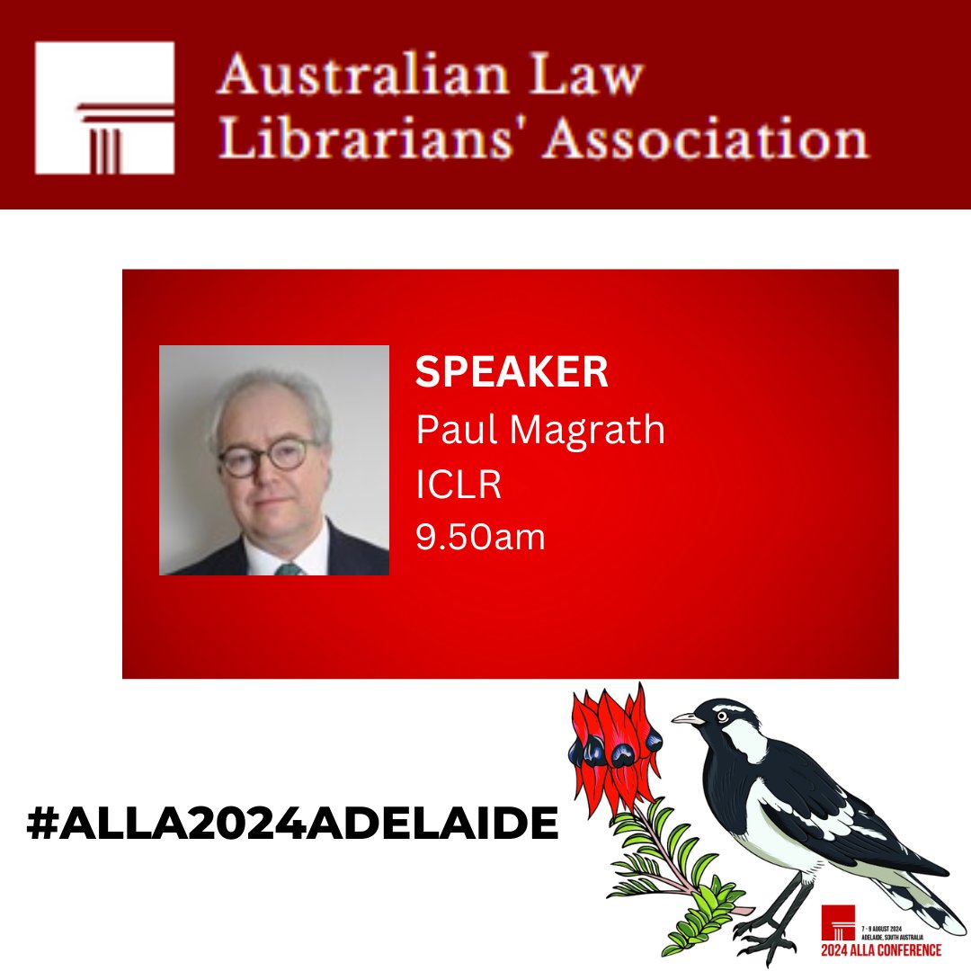 Next up, Speaker Paul Magrath is going to share how Technology can support Open Justice and Transparency: A UK perspective. Sounds interesting! #ALLA2024Adelaide #ALLA24 #LawLibrarians #OpenJustice 😃💻
<a href="/TheICLR/">ICLR</a>
<a href="/Maggotlaw/">Paul Magrath writer</a>