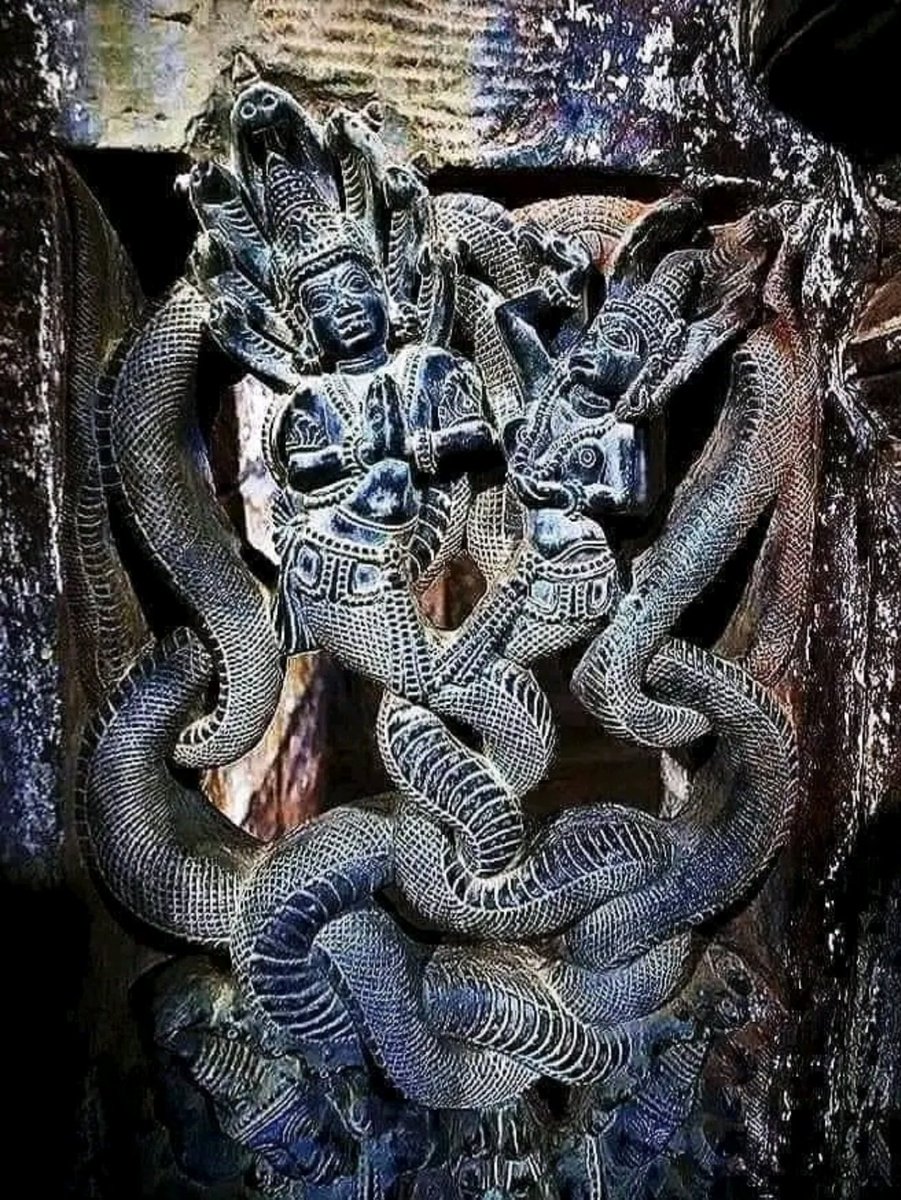 Eternaldharma_'s tweet photo. सभी सनातनियो को नागपंचमी की हार्दिक शुभकामनाएं

त्रिपुरंतकेश्वरा मंदिर कर्नाटक

नाग और नागिन का नृत्य करता हुआ जीवंत कालजयी कलाकृति !

एक ही पत्थर को तराश कर बनाया गया हैं!

क्या यह सिर्फ छेनी-हथौड़ी के प्रयोग से संभव था ?

त्रिपुरंतक या त्रिपुरंतकेश्वरा मंदिर,कर्नाटक राज्य में, शिवमोग्गा जिले के बल्लीगाव शहर के प्रमुख मंदिरों में से एक है, यह बैंगलोर से लगभग 346 KM दूर और मैसूर से 287 KM दूर स्थित है।

त्रिपुरंतक मंदिर एक प्राचीन मंदिर है जो बल्लीगाव शहर के उत्तर-पूर्व में स्थित है। यह 11वीं शताब्दी ईस्वी में पश्चिमी या बाद में चालुक्यों द्वारा बनाया गया था, मंदिर के मुख्य देवता त्रिपुरंतक हैं, जो भगवान शिव का एक रूप है, मंदिर चालुक्यों की स्थापत्य शैली का प्रतिनिधित्व करता है।