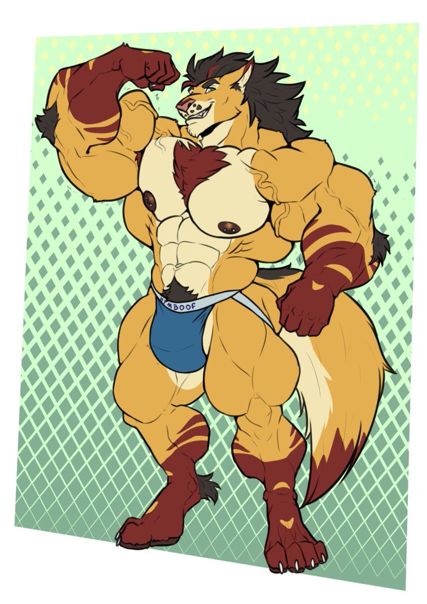 Meet Seth!

Seth is a lion wolf hybrid and is currently my main fursona. He's a musclehead who enjoys protein and lifting a little too much

Artwork by me

#furry #furryfandom #muscle #musclefurry #bara #furryartist