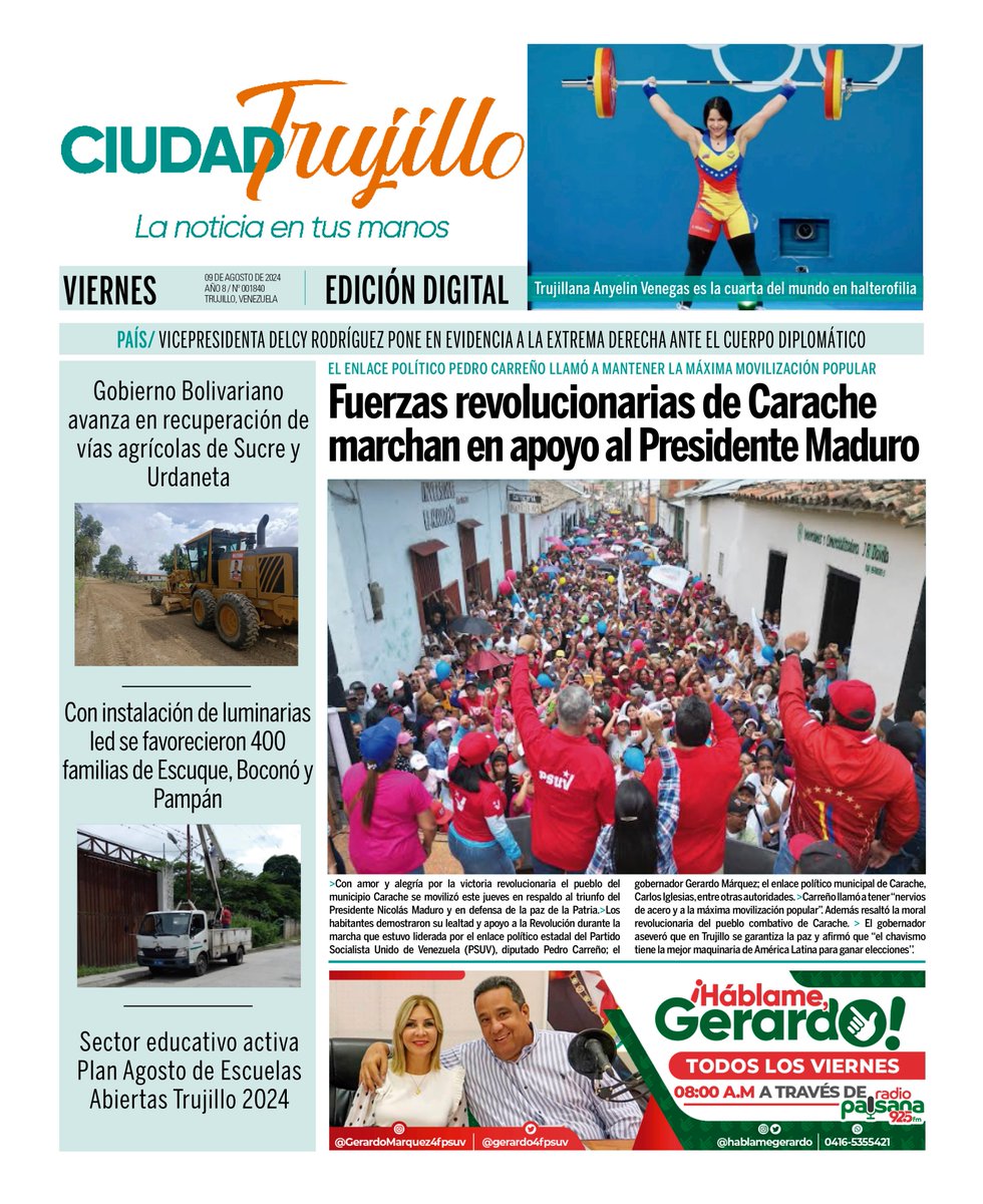 #FelizViernes Esta es nuestra portada de hoy #09Agosto  ¡La noticia en tus manos!