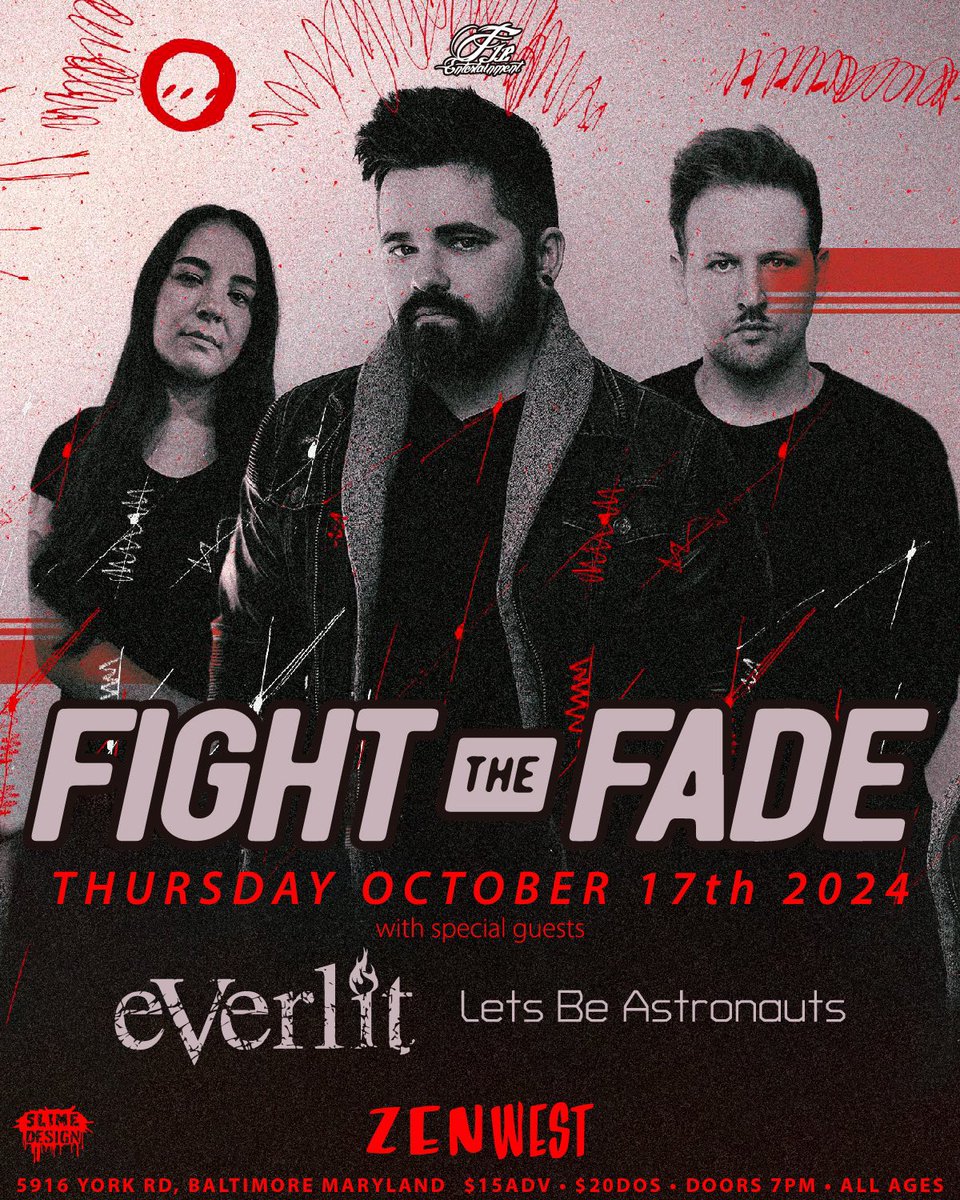 Oh dip!! It's been a minute since we’ve played live … we're excited to share the stage with our friends in <a href="/FightTheFade/">Fight The Fade</a> at  <a href="/zenwestcantina/">Zen West</a> in Baltimore on 10/17. Shout out to <a href="/fje_ent/">FJE ENTERTAINMENT</a> for putting it together 🤘🤘Grab your tickets now and let's make some noise! 🎸📷 #RockOn