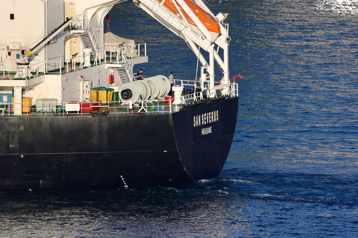 One of the longest operating sanctions busting vessels, DEFLAGGED ship San Severus, which frequents Russian occupied ports of Ukraine &amp; Georgia. transited Bosphorus, with a FALSE FLAG and likely WITHOUT INSURANCE, carrying stolen wheat from occupied Sevastopol en route to Syria.