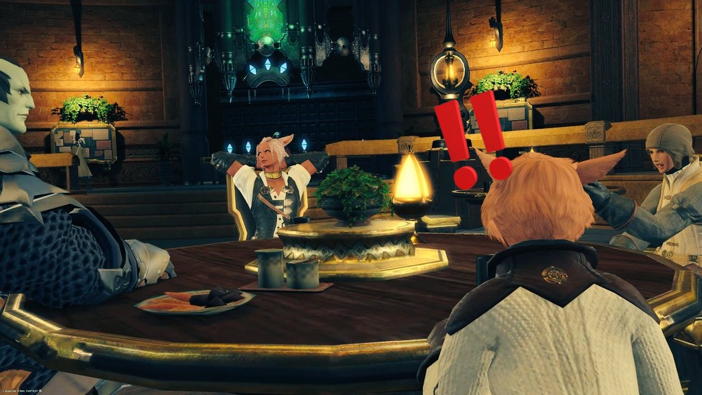 ちょっと！
よそ見ばっかしてないでちゃんと聞きなさいよ！

という1コマみたいだった(*´艸`)
NPCさんのパーティーにちゃっかりお邪魔してました

みなさまおはようございます！
今日も暑いので、水分補給わすれずに

#FF14 #オスッテ #おはミコ