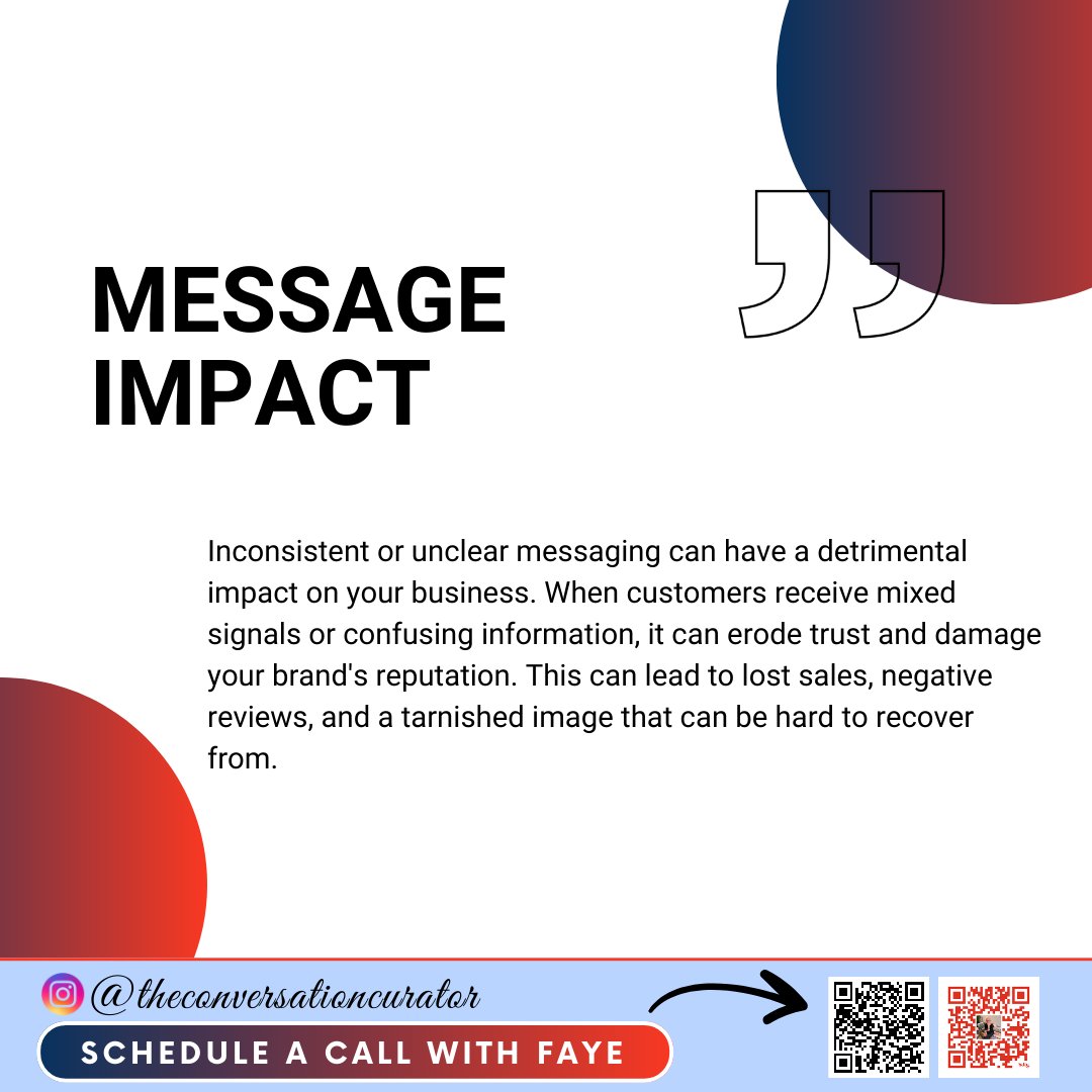 fayewatermancc's tweet image. How Poor Messaging Can Damage Your Brand.
#BrandReputation #ConsistentMessaging #CustomerTrust #BusinessStrategy