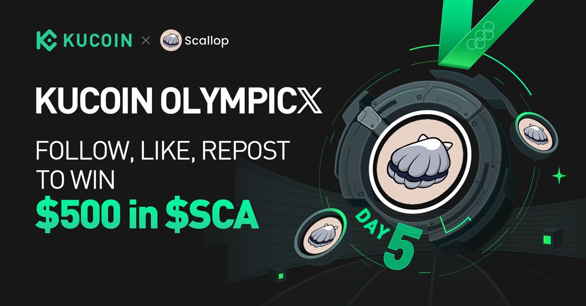 🎉 Join the FINAL DAY of the #KuCoinOlympicX giveaway with <a href="/Scallop_io/">Scallop</a> and win part of $500 in $SCA 👇

1️⃣Follow @KuCoinCom &amp; <a href="/Scallop_io/">Scallop</a>
2️⃣Like this tweet
3️⃣RT "Join #KuCoinOlympicX!" + tag 3 friends
4️⃣Fill: forms.gle/NEKG8aXpQEioVV…

⏰ 48 hours to win