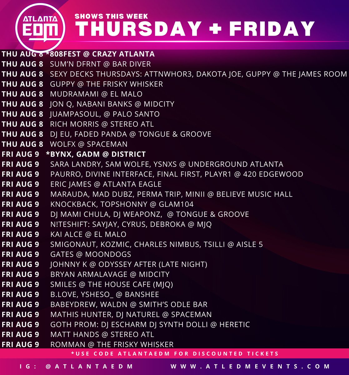 atledmofficial's tweet photo. ATL EDM Shows this Weekend https://t.co/kSO38hxYsl