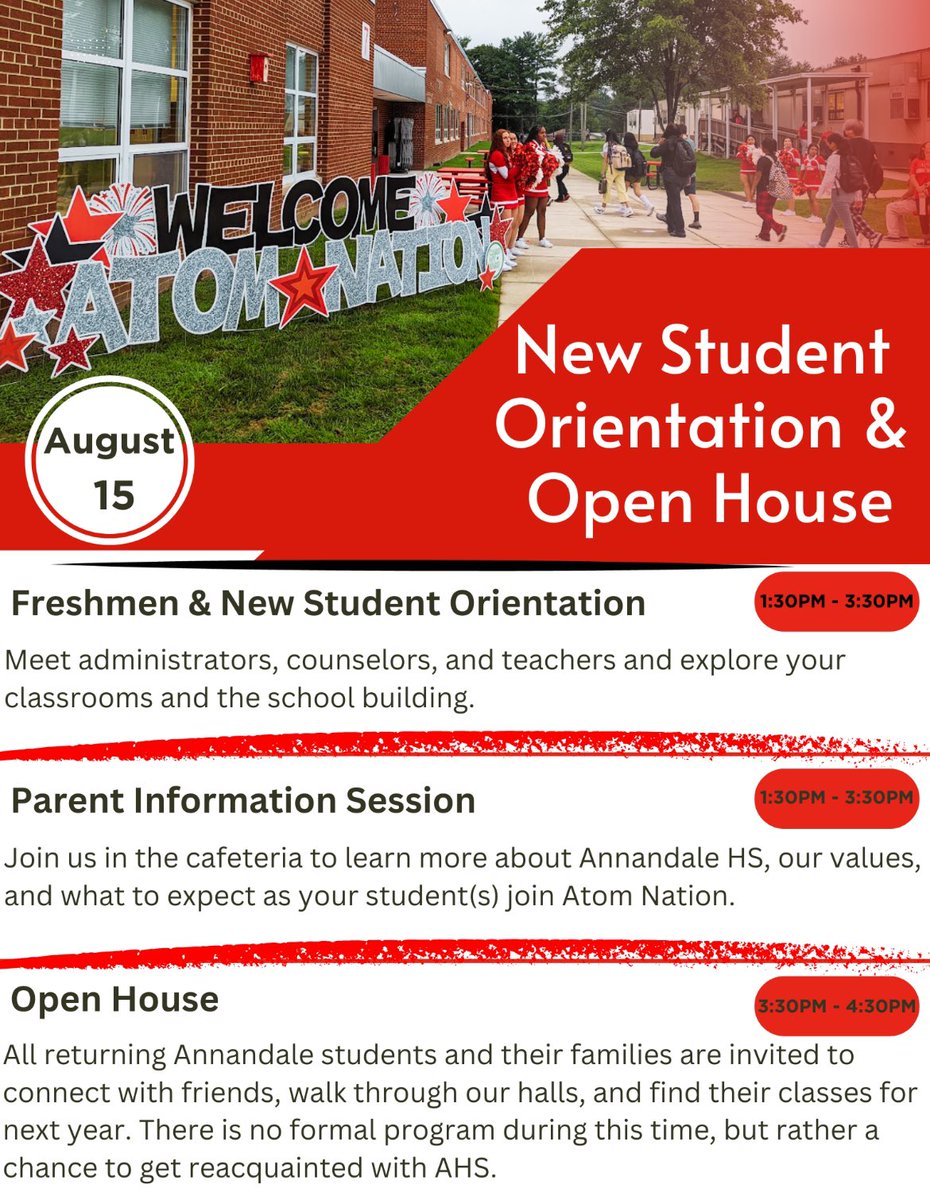 AHS will be hosting the 9th Grade and New Student Orientation followed by an Open House on Thursday, August 15th! We would love to see you all there!