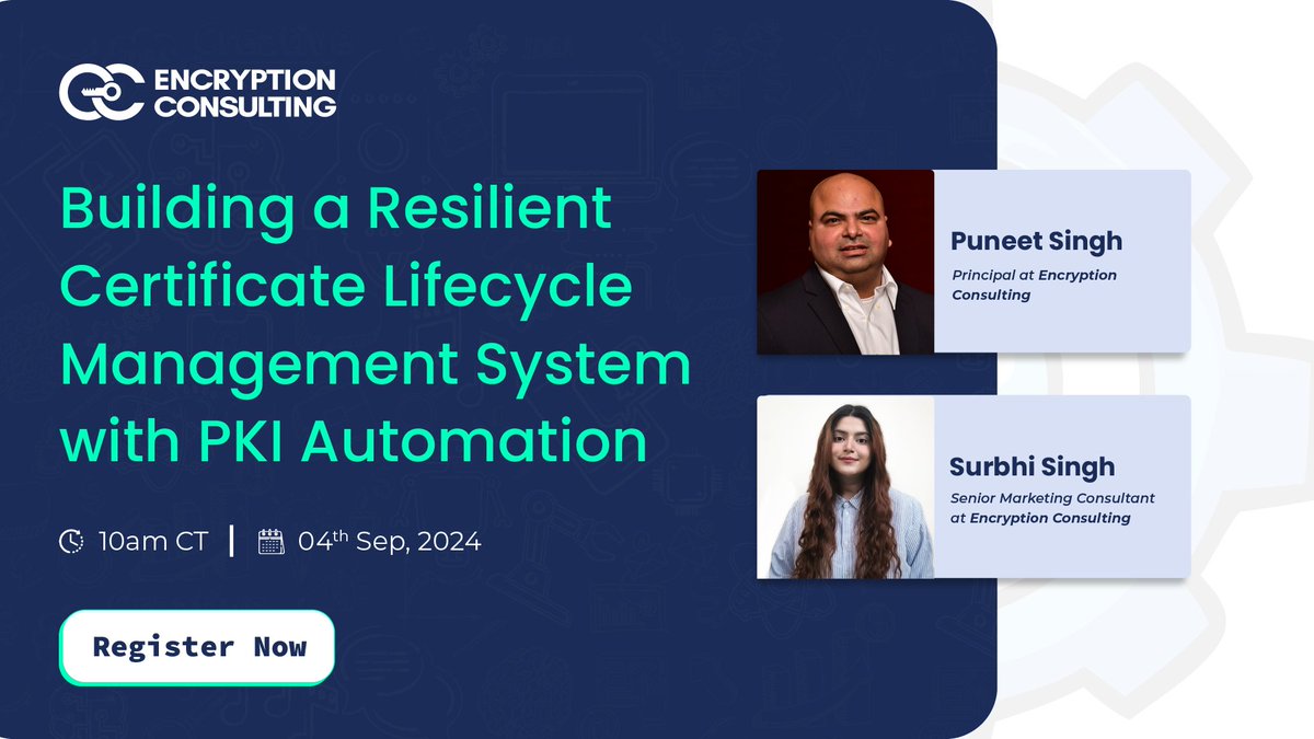 encryptioncons's tweet photo. Join our webinar to learn how automating PKI can help your Certificate Lifecycle Management (CLM) System.
https://t.co/kcSuLVgdDy
#EncryptionConsulting #DigitalCertificate #CertificateManagement #CertificateManagementSolution #CertificateLifecycleManagement #ZeroOutage https://t.co/2Q37kV1Zmm