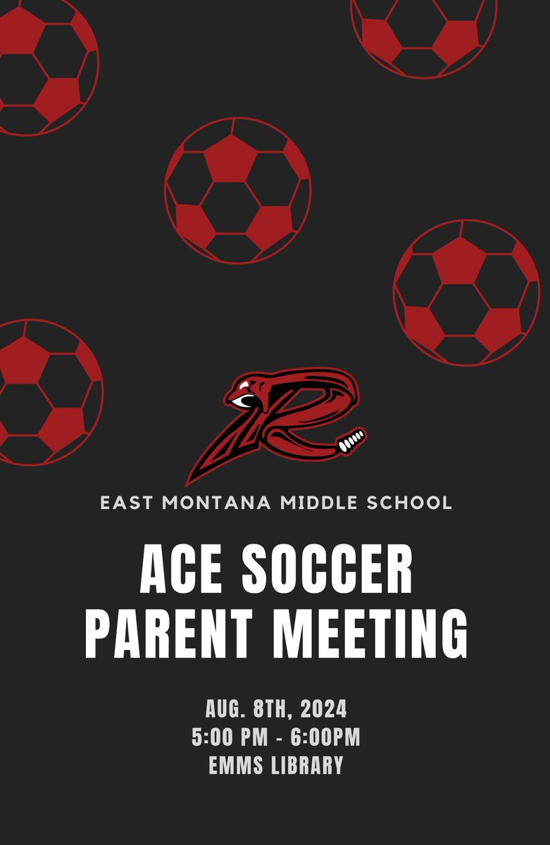 Attention Soccer players 🚨
We will be having our parent meeting today for our soccer team at 5:00 pm! See you soon!🐍