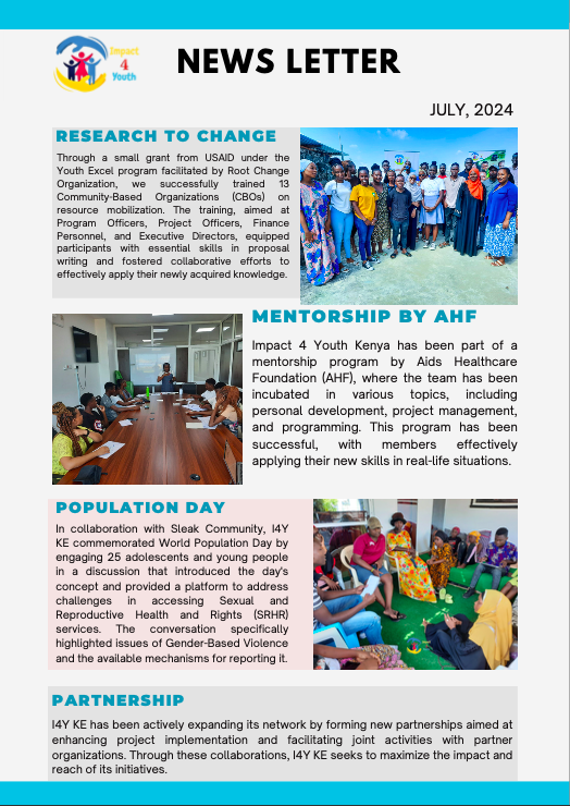 I4Y_Kenya's tweet photo. Impact 4 Youth Kenya continues to make strides in empowering communities through strategic partnerships and educational initiatives. See our newsletter for the month of July. #Impact4YouthKenya #CommunityEmpowerment #YouthDevelopment #JulyUpdates #YouthEmpowerment https://t.co/ubvO5EpdCR