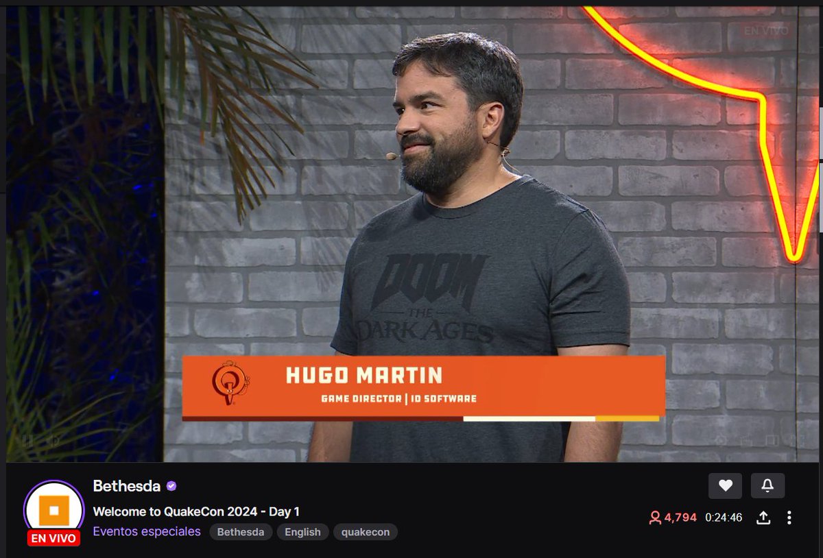 Halo_HypeGuy's tweet photo. THE BOSS IS ON STAGE
#QuakeCon #DOOMTheDarkAges #Doom30 https://t.co/gTkYDFd1Xk