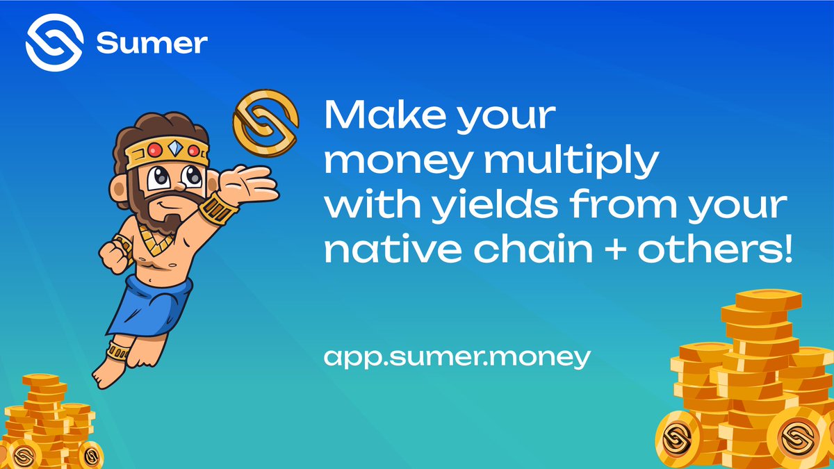 🏆 Multiply your money with <a href="/SumerMoney/">Sumer.Money🐫</a>! 💸

🪙 How it works: 
1️⃣ Deposit assets (e.g., wstETH) 
2️⃣ Mint synthetic assets (suUSD, suETH, suBTC) at up to 98.5% LTV 
3️⃣ Use synthetics across multiple chains 
4️⃣ Earn yields on native chain + new ecosystems simultaneously

Benefits: