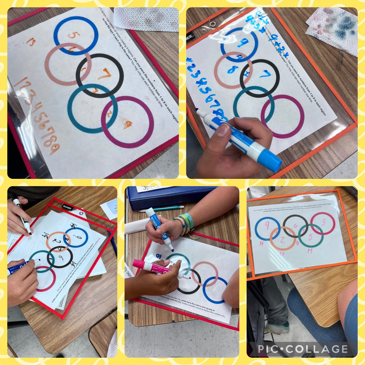 Ms_Emberg's tweet photo. Students at PHS started their #ThinkingClassroom journey today by solving an Olympic Math Puzzle! #PrideinProgress #BearPride #iteachmath https://t.co/7X3ImiZJla
