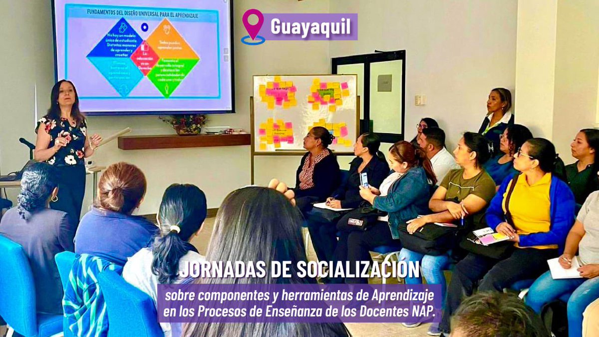 Educacion_Ec's tweet photo. En Guayaquil, junto a @DYA_ORG y @unicefecuador, se llevan a cabo las "Jornadas de socialización sobre componentes y herramientas de Aprendizaje en los Procesos de Enseñanza de los Docentes del Servicio de Nivelación y Aceleración Pedagógica-NAP".

💡 ¿Cuál es el objetivo?

✅ Fortalecer las habilidades pedagógicas y didácticas de los docentes de este servicio a partir del Diseño Universal para el Aprendizaje, así como garantizar la correcta aplicación de los procesos administrativos.
✅ Asegurar que los estudiantes reciban una educación de calidad que contribuya a mitigar el rezago escolar.

#ElNuevoEcuadorResuelve